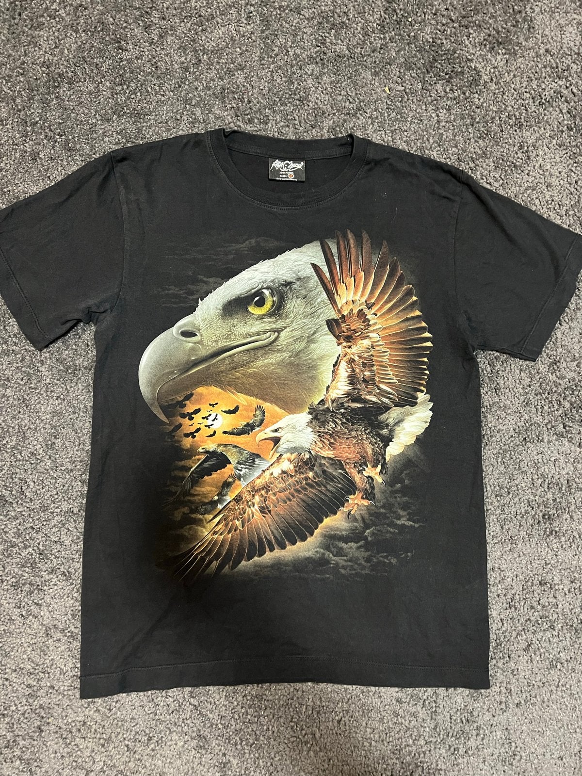 Dubbelzijdig vintage Rock Chang Eagle shirt, maat M, Ophalen of Verzenden, Gedragen, Maat 48/50 (M), Zwart