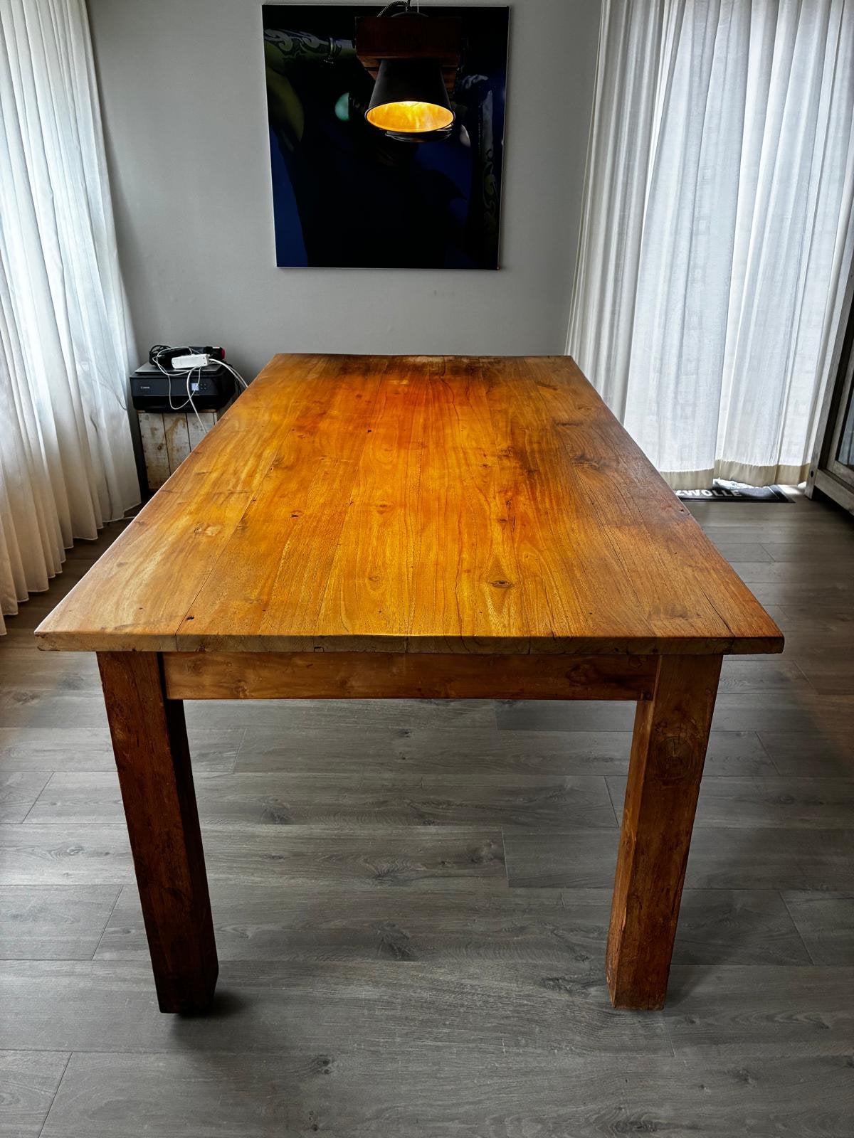 Teakhouten tafel, Huis en Inrichting, Tafels | Eettafels, Ophalen, Gebruikt, 200 cm of meer, 50 tot 100 cm