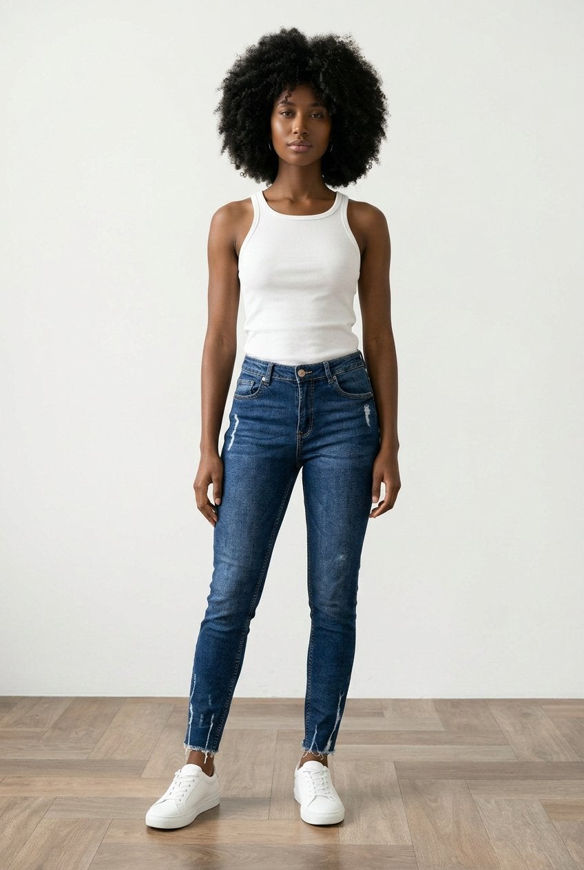 H&M Jeans Maat L/40 - Blauw met lichte slijtage, Kleding | Dames, Spijkerbroeken en Jeans, Ophalen of Verzenden, Gedragen, Blauw