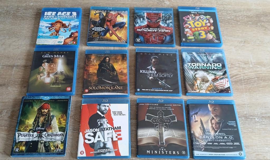 12 Blu-ray spider-man ice age 3 toy story green mile safe, Ophalen of Verzenden, Zo goed als nieuw