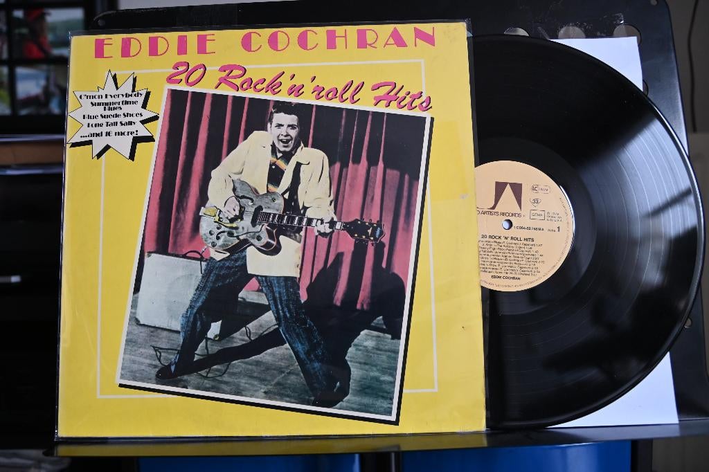 LP 1979 Eddie Cochran    " 20 Rock 'n' Roll Hits ", Ophalen of Verzenden, Zo goed als nieuw, Rock-'n-Roll, Inclusief binnenhoes