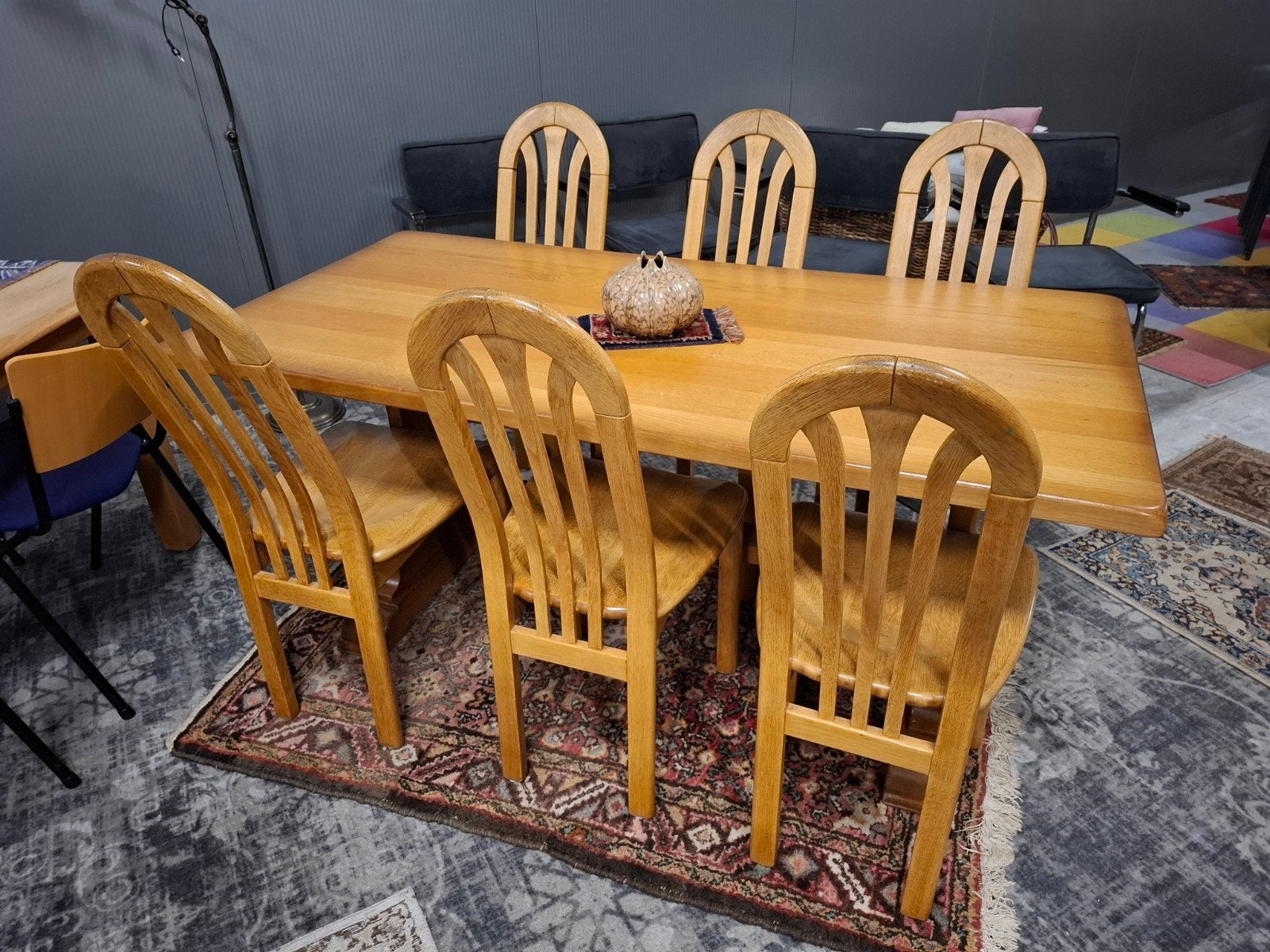 Pracht Massief eiken Kloostertafel met 6 stoelen Izgst. Kijk, Ophalen, Zo goed als nieuw