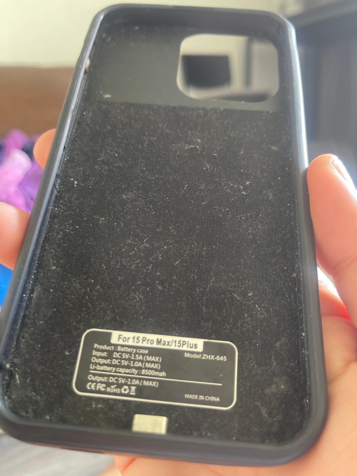 Batterijhoesje voor iPhone 15 Pro Max/15 Plus - Zwart, Kunststof, Overige merken, Ophalen of Verzenden, Oplaadcase