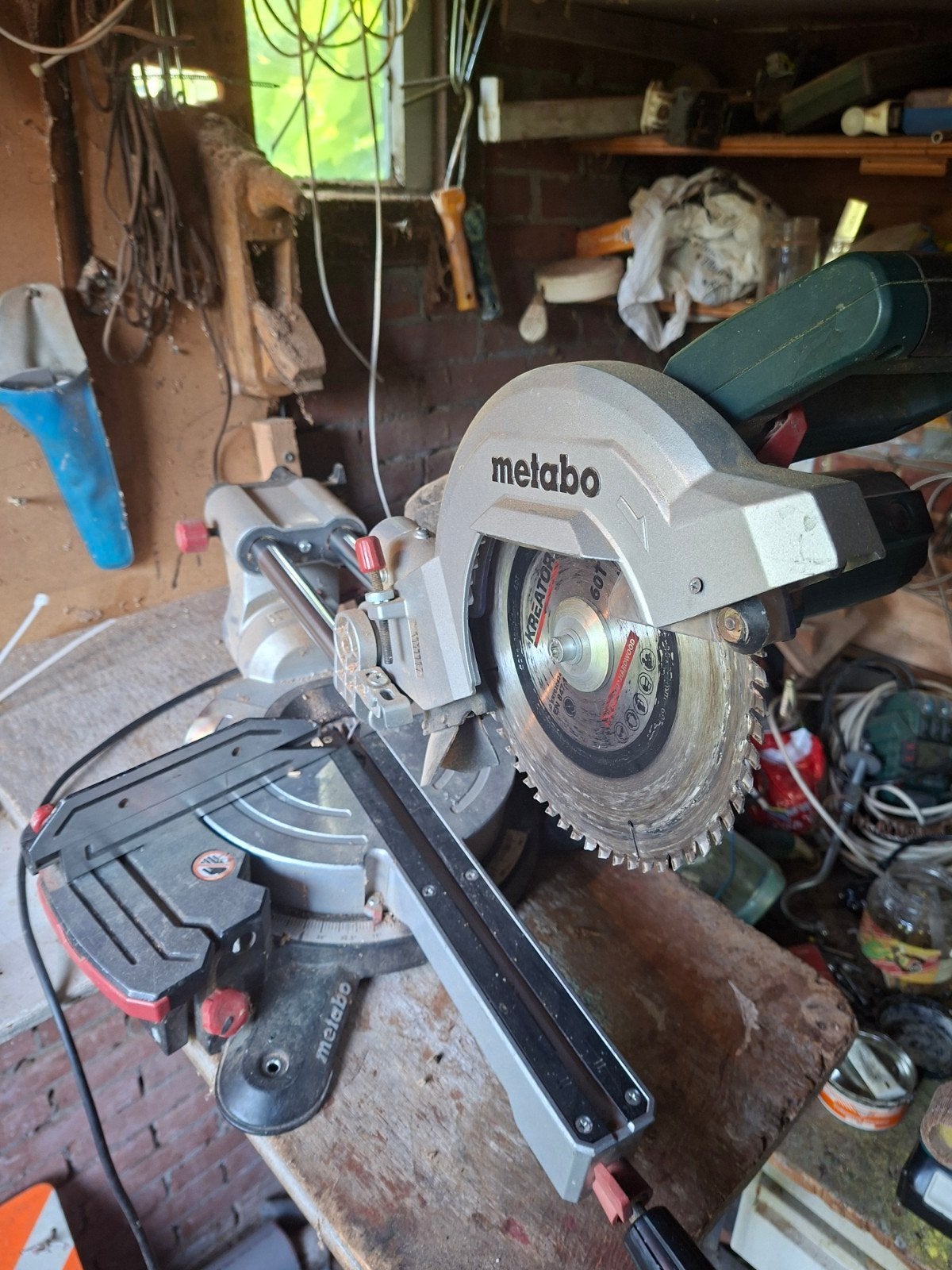 Metabo KGS 216m (zonder veiligheidskap), Doe-het-zelf en Verbouw, Gereedschap | Zaagmachines, Gebruikt, Ophalen of Verzenden, Afkortzaag