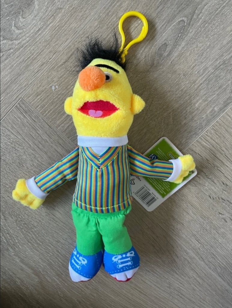 Nieuw!! Sesamstraat Bert knuffel/sleutelhanger, Overige merken, Overige karakters, Overige typen, Nieuw