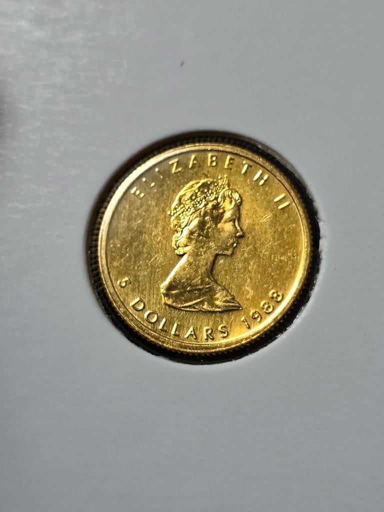 1/10oz maple leaf 1988 canada, Verzenden, Goud