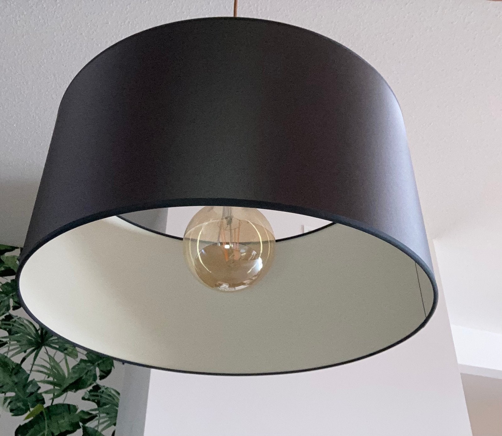 2 Grote en 2 kleine moderne hanglampen antracietgrijs & écru, Ophalen, Zo goed als nieuw