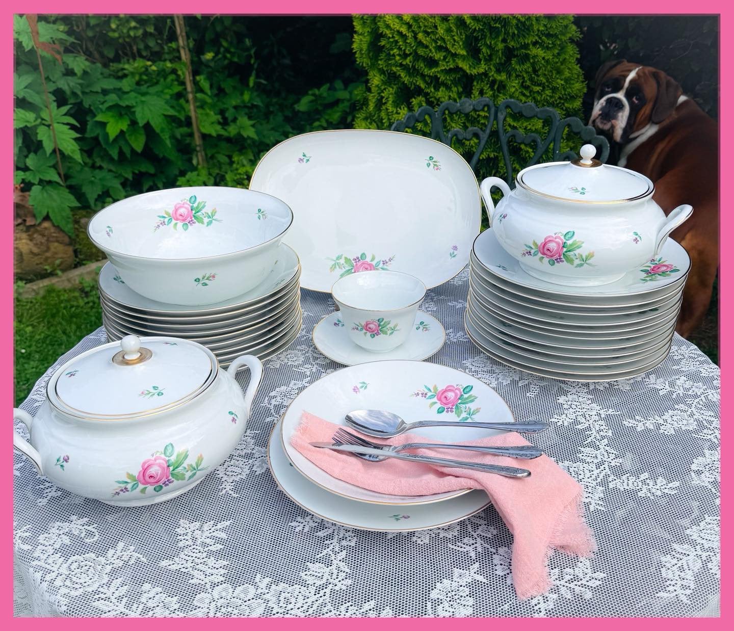 Brocant eetservies diner servies borden hutschenreuther, Antiek en Kunst, Antiek | Servies compleet, Ophalen of Verzenden
