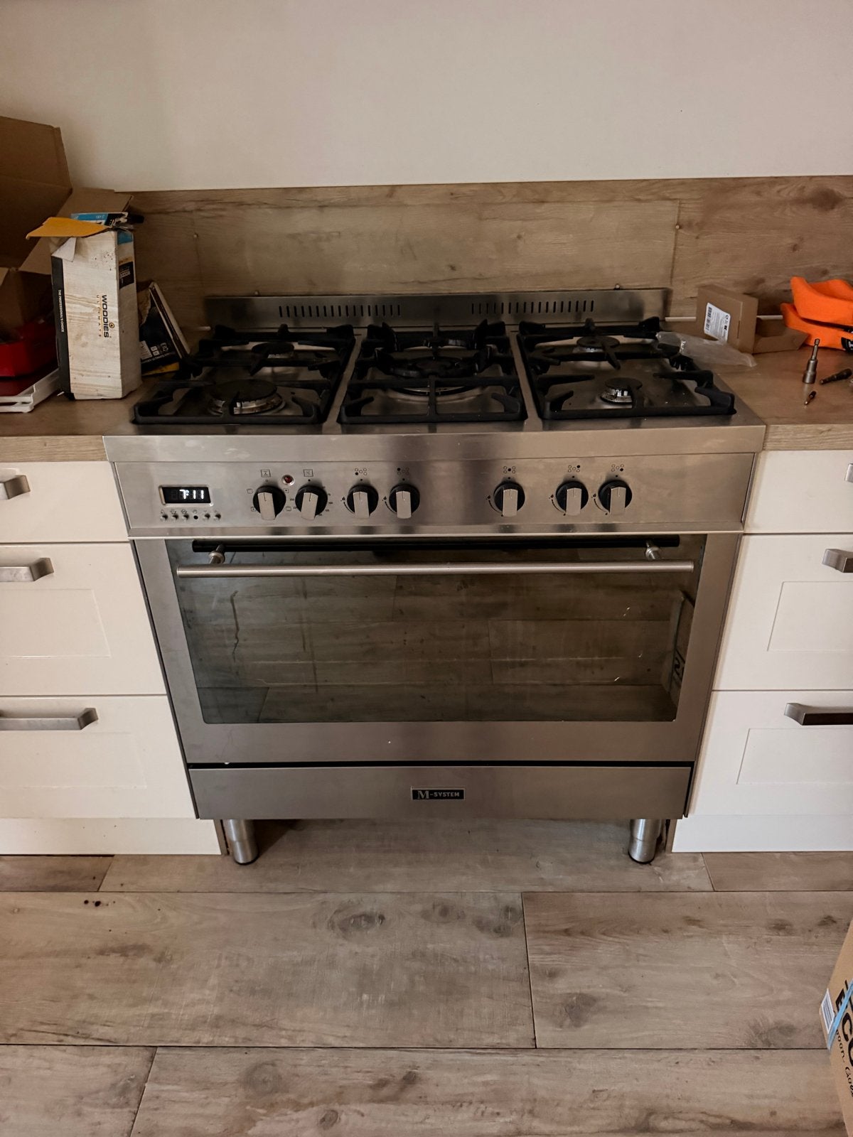 M-System Gasfornuis 90 cm breed met oven, Ophalen, Gebruikt, 60 cm of meer, Gas
