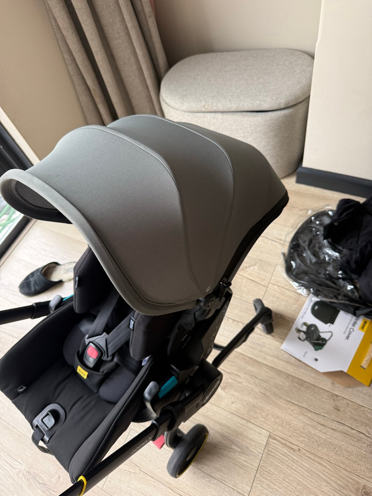 Doona X autostoel en kinderwagen slate green ), Autogordel of Isofix, Zijbescherming, Zo goed als nieuw, 0 t/m 13 kg