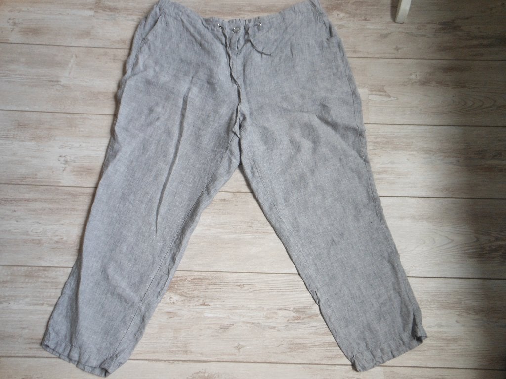 100% linnen broek., Kleding | Dames, Maat 46/48 (XL) of groter, Ophalen of Verzenden, Zo goed als nieuw, Grijs