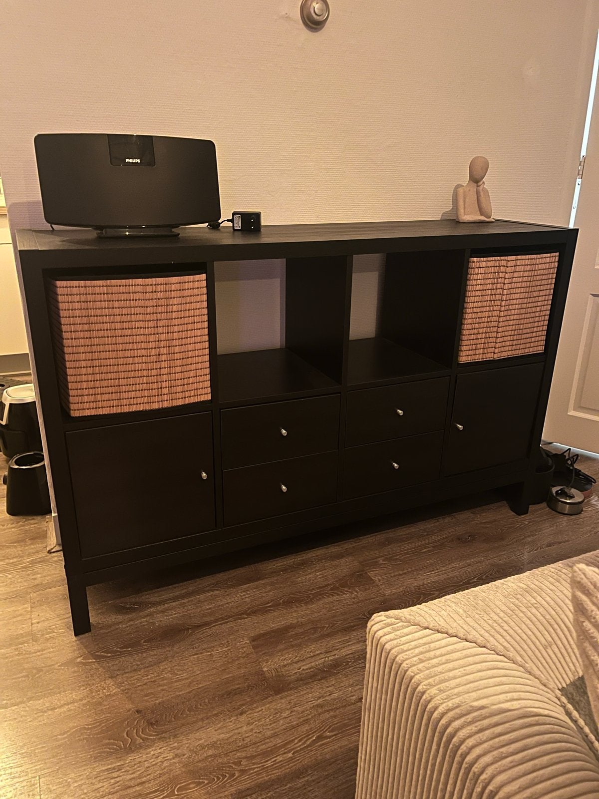 Zwart dressoir/tv-meubel met opbergruimte, Ophalen, Gebruikt, 150 tot 200 cm, Minder dan 100 cm