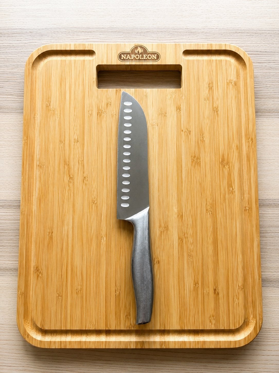 Grote bamboe snijplank met sapgeul – Napoleon, Beige, Hout, Snij-/serveerplank, Nieuw