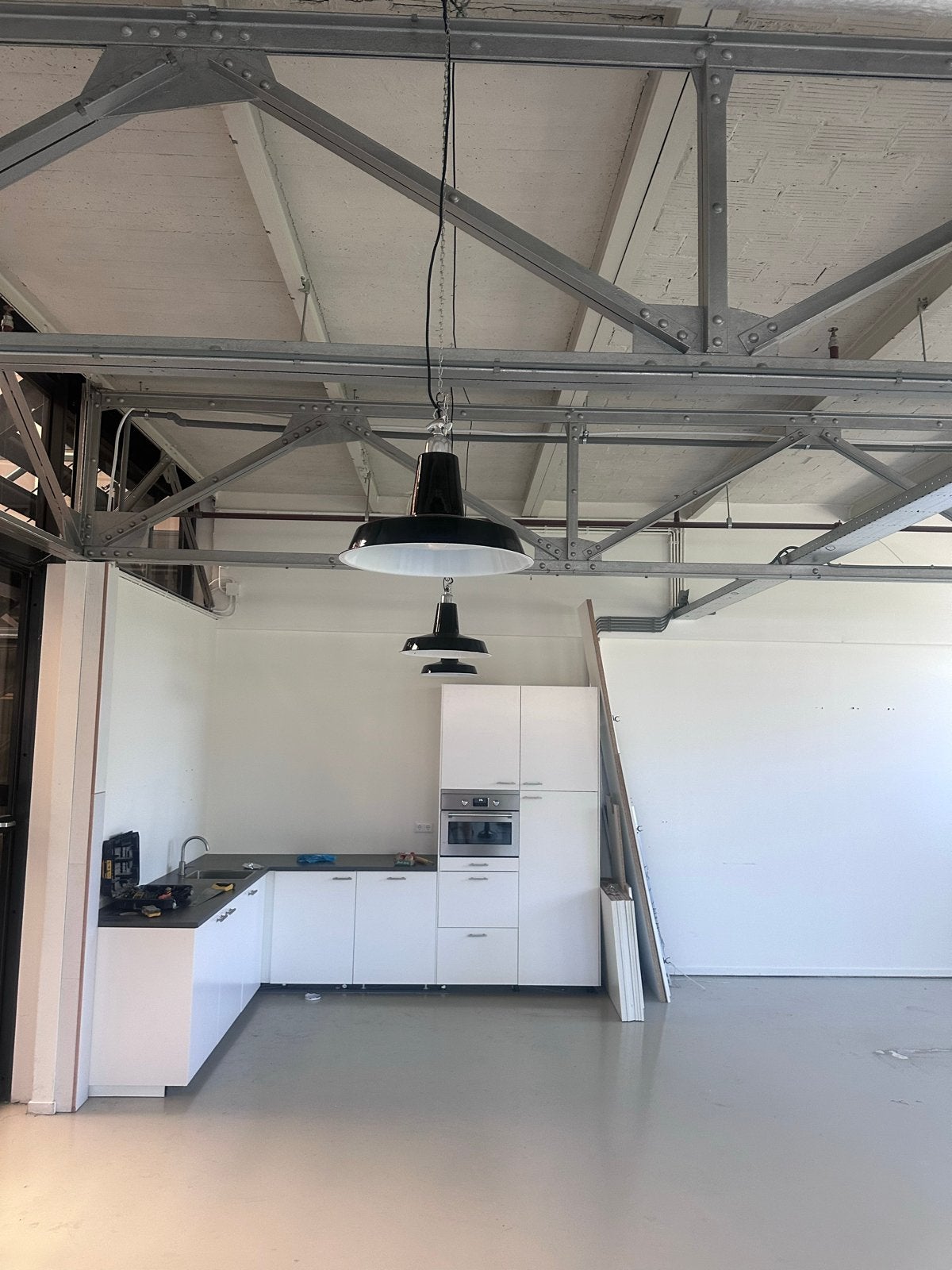 Industriële hanglamp zwart - Ø45cm H40cm, Huis en Inrichting, Lampen | Hanglampen, Ophalen, Zo goed als nieuw, Metaal, E27 (groot)