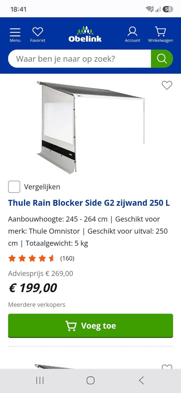 Thule Rain Blocker Side G2 zijwand 250 L, Ophalen