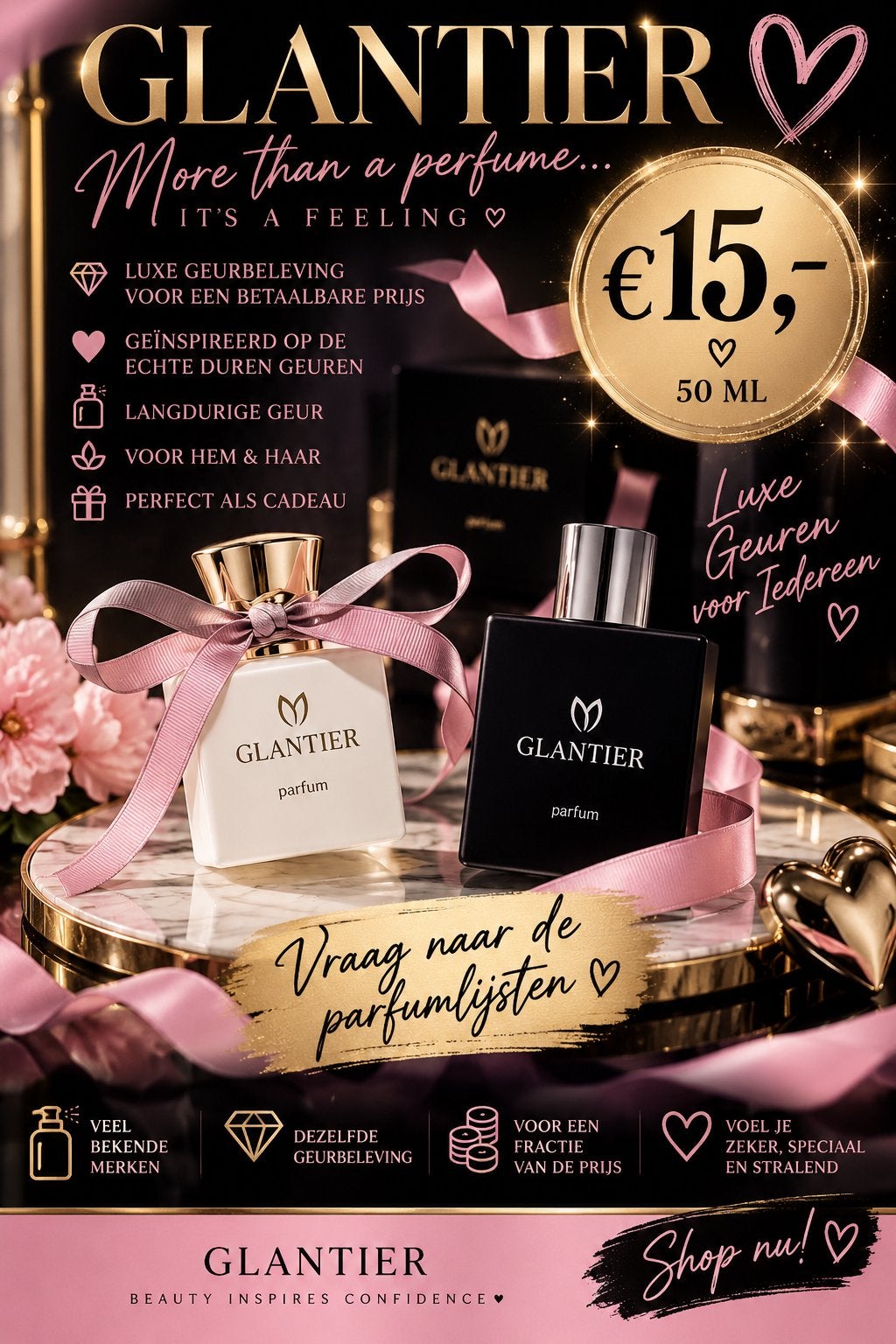 Glantier Luxe Geuren - Geïnspireerd op dure parfums, Ophalen of Verzenden, Nieuw