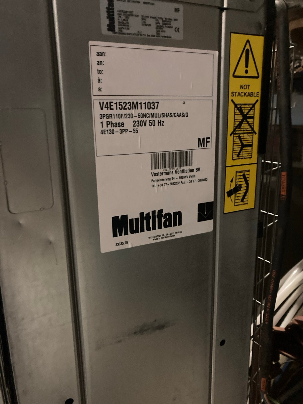 Multifan VAE1523M11037 Ventilator 1 Fase 230V 50Hz, Ophalen of Verzenden