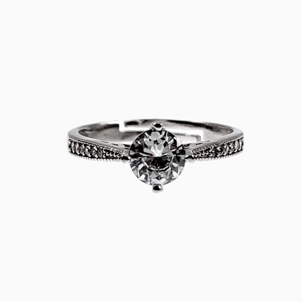 Ring Dames S925 Zilver Gerhodineerd Verlovingsring Een maat, Met kristal, Birgitta-Gracht 33, 6465 EL Kerkrade, Nederland, Verzenden