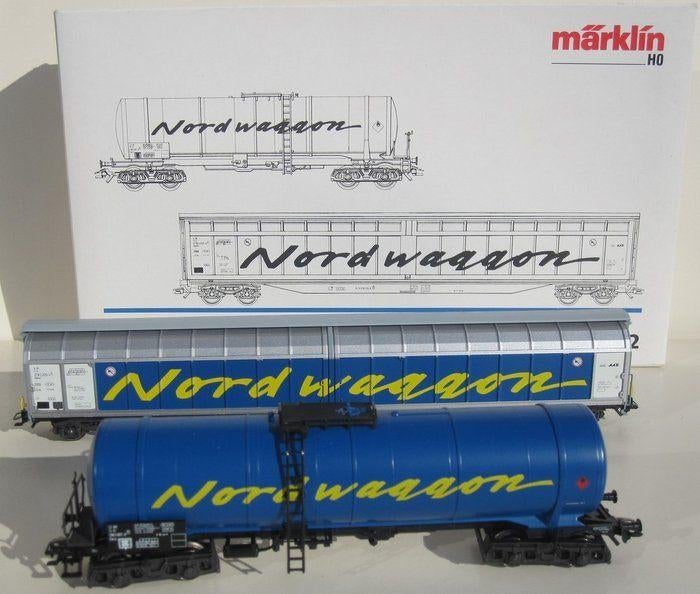 MÄRKLIN 47882": tweedelige wagenset "Nordwaggon", Hobby en Vrije tijd, Modeltreinen | H0, Wisselstroom, Treinset, Ophalen of Verzenden