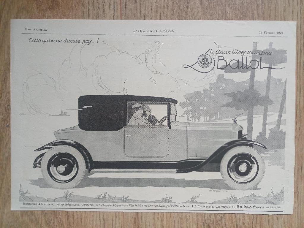 Originele Ballot advertentie uit 1924, Ophalen of Verzenden, Gelezen, Overige merken