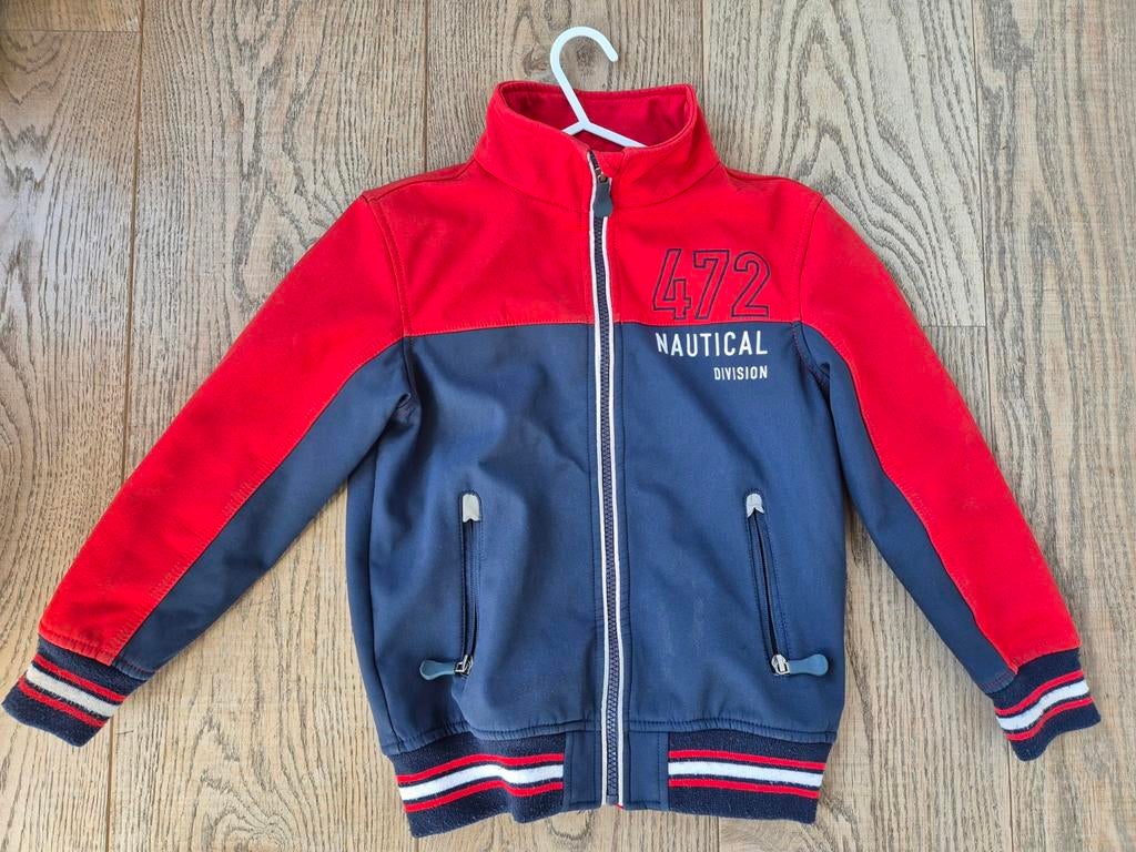 Stoer rood/blauw jas zomer maat 128 softshell?, Gebruikt, Ophalen of Verzenden, Onbekend, Jongen