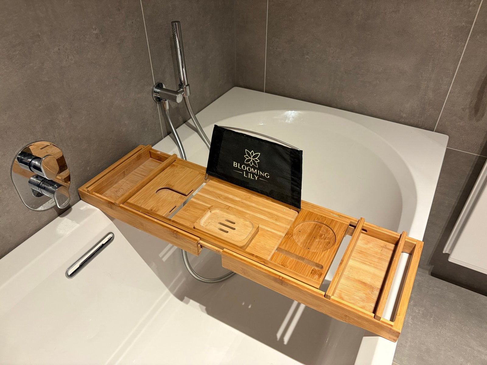 Luxe Bamboe Badplank - Verstelbaar Badrek, Huis en Inrichting, Badkamer | Badtextiel en Accessoires, Ophalen, Zo goed als nieuw
