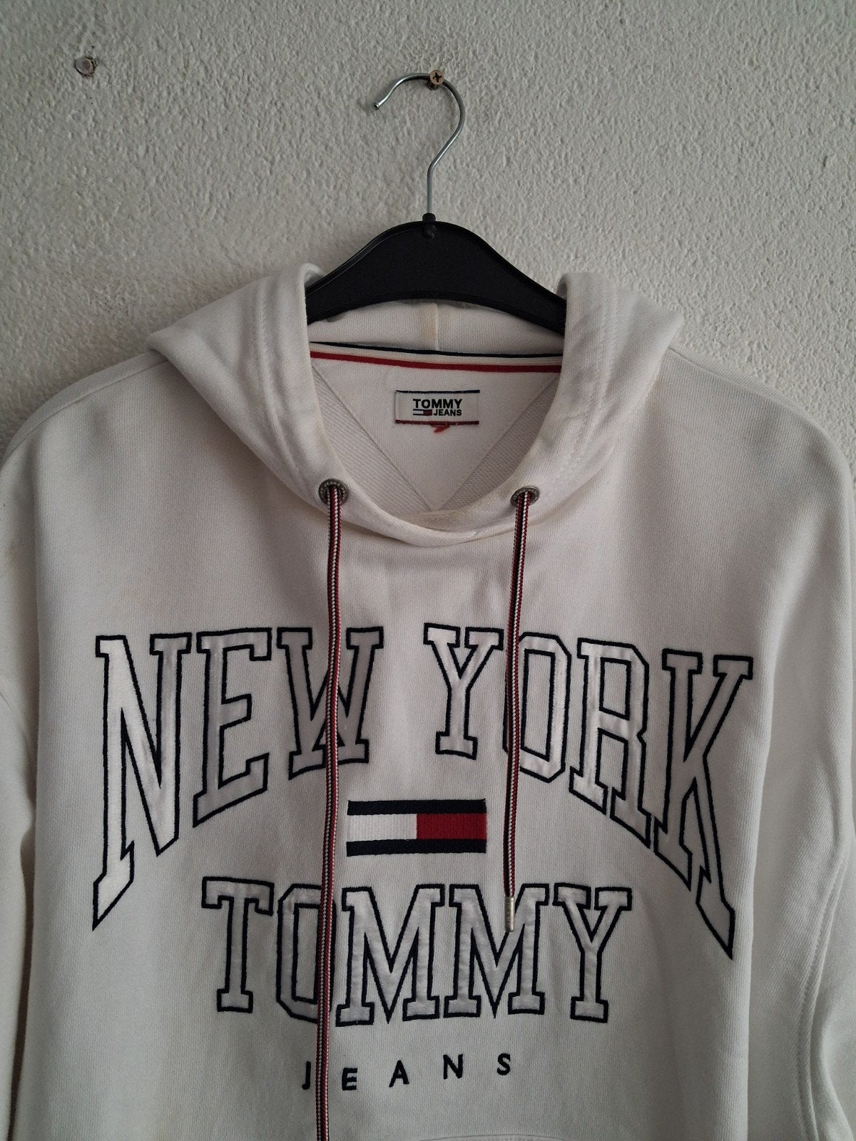 Tommy Jeans New York hoodie wit maat L, Ophalen of Verzenden, Gedragen, Wit