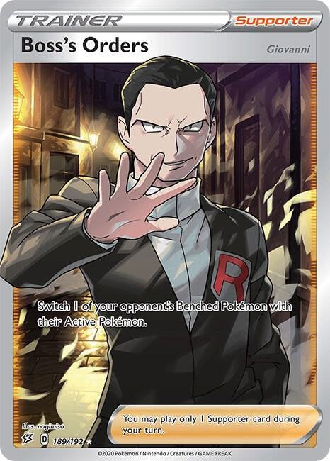 Gezocht! 2x Boss’s Orders Giovanni Full Art 189/192, Ophalen, Zo goed als nieuw