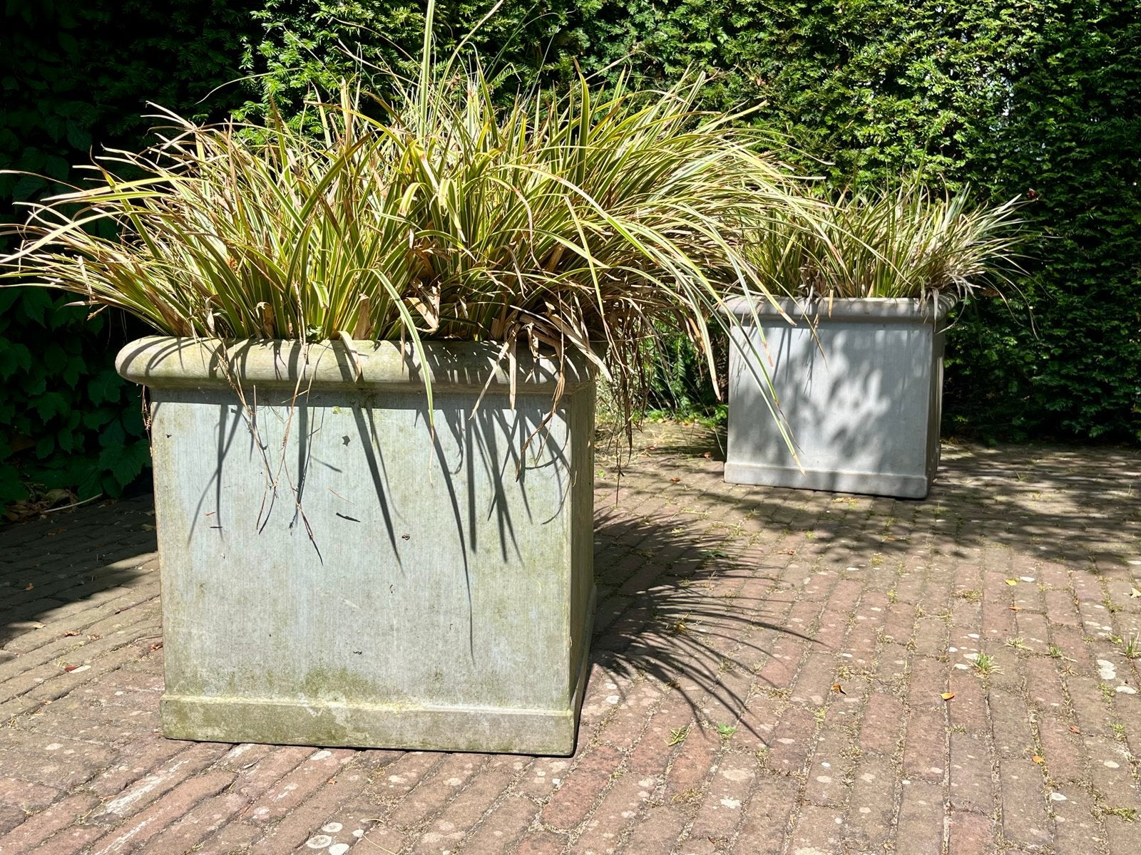 Grote vierkante beton-look plantenbakken, Ophalen, Gebruikt, Balkon, Vierkant