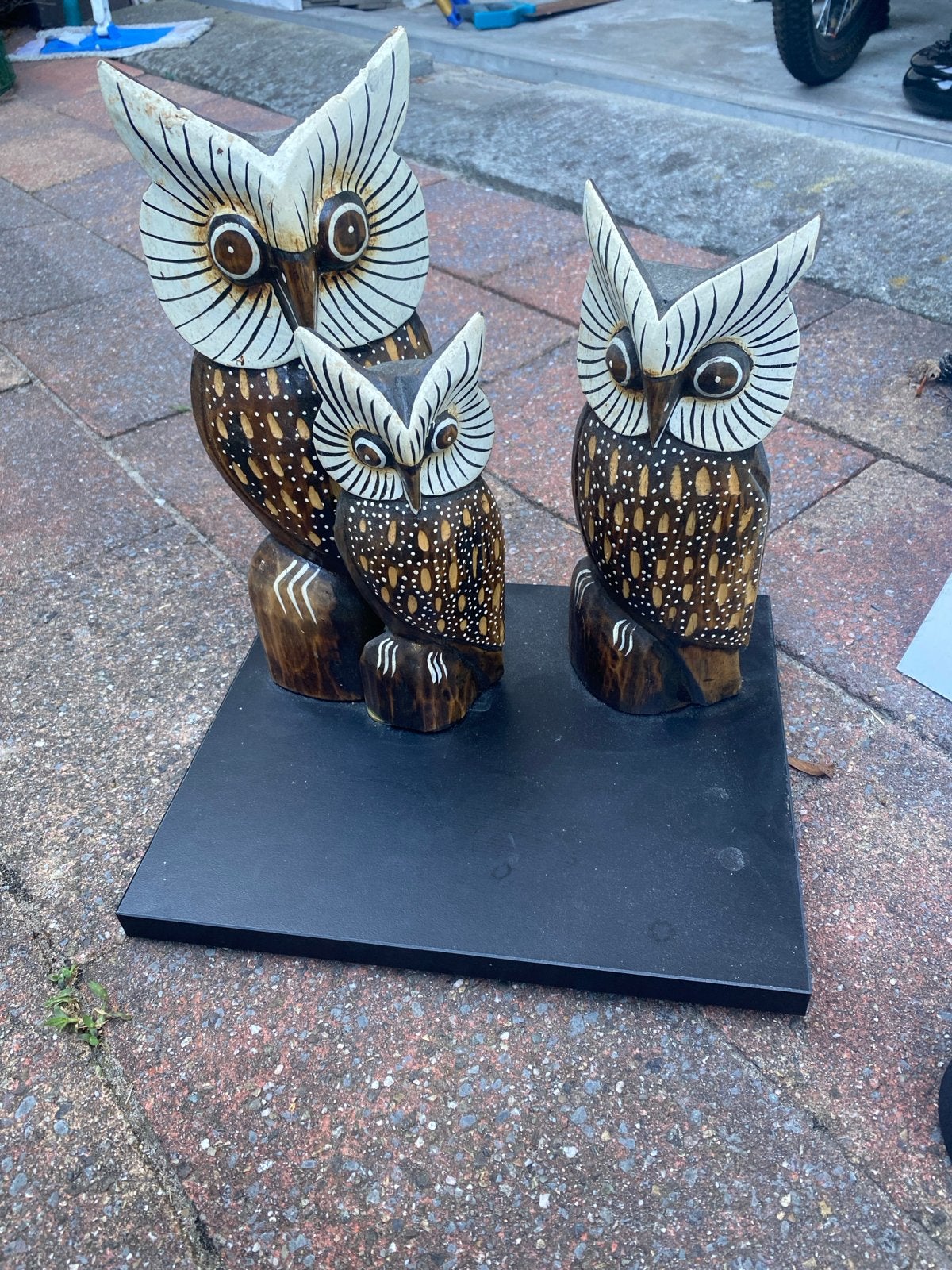 Houten uilen decoratie - Set van 3, Verzamelen, Beelden en Beeldjes, Ophalen, Gebruikt, Dier