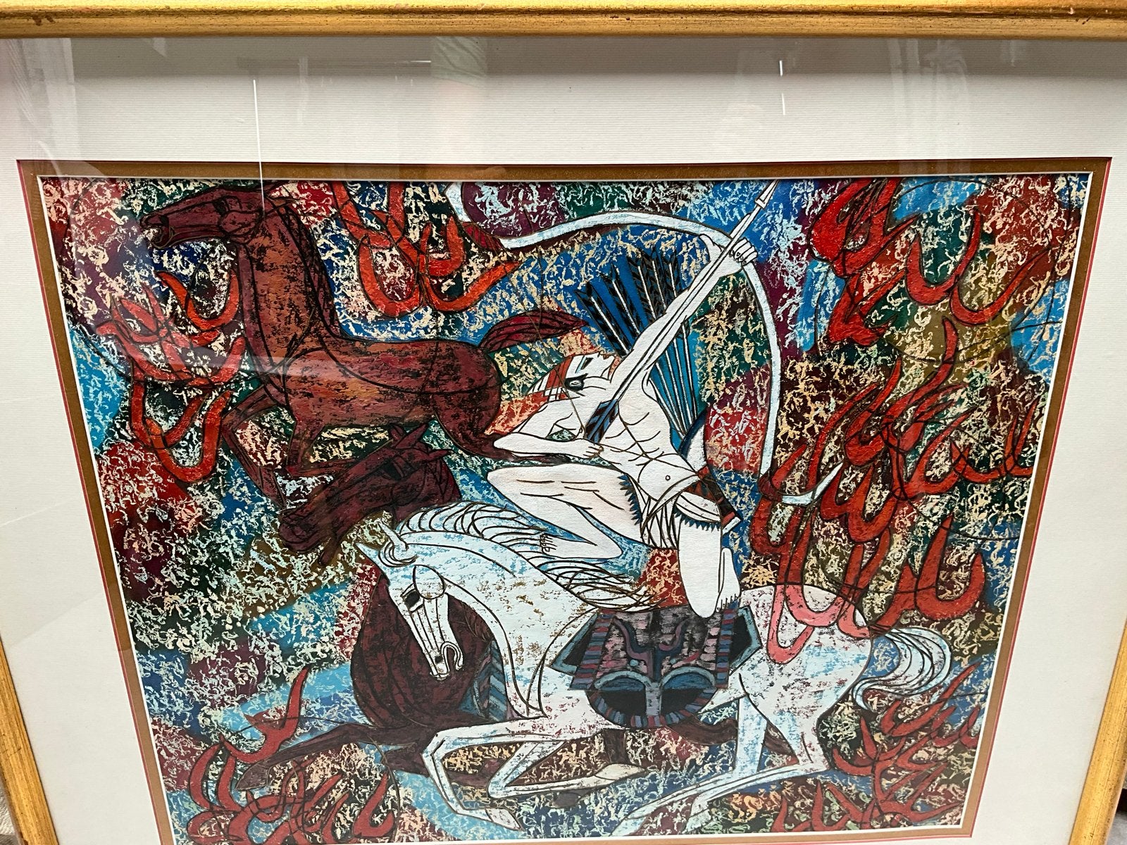 Nageschilderd werk van Ting Shao Kuang - Ten Suns, Antiek en Kunst, Kunst | Schilderijen | Klassiek, Overige stijlen, Overige onderwerpen