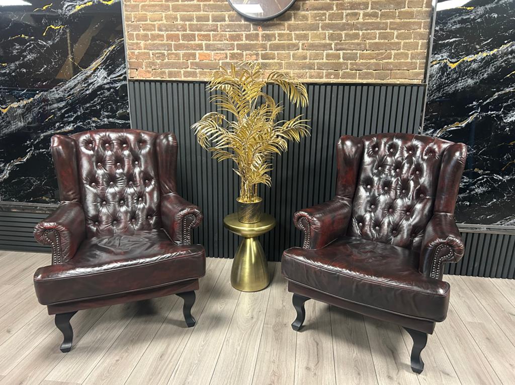 Exclusieve Chesterfield Lederen Oorfauteuils!! 🇬🇧🇬🇧🇬🇧, Ophalen of Verzenden, Zo goed als nieuw