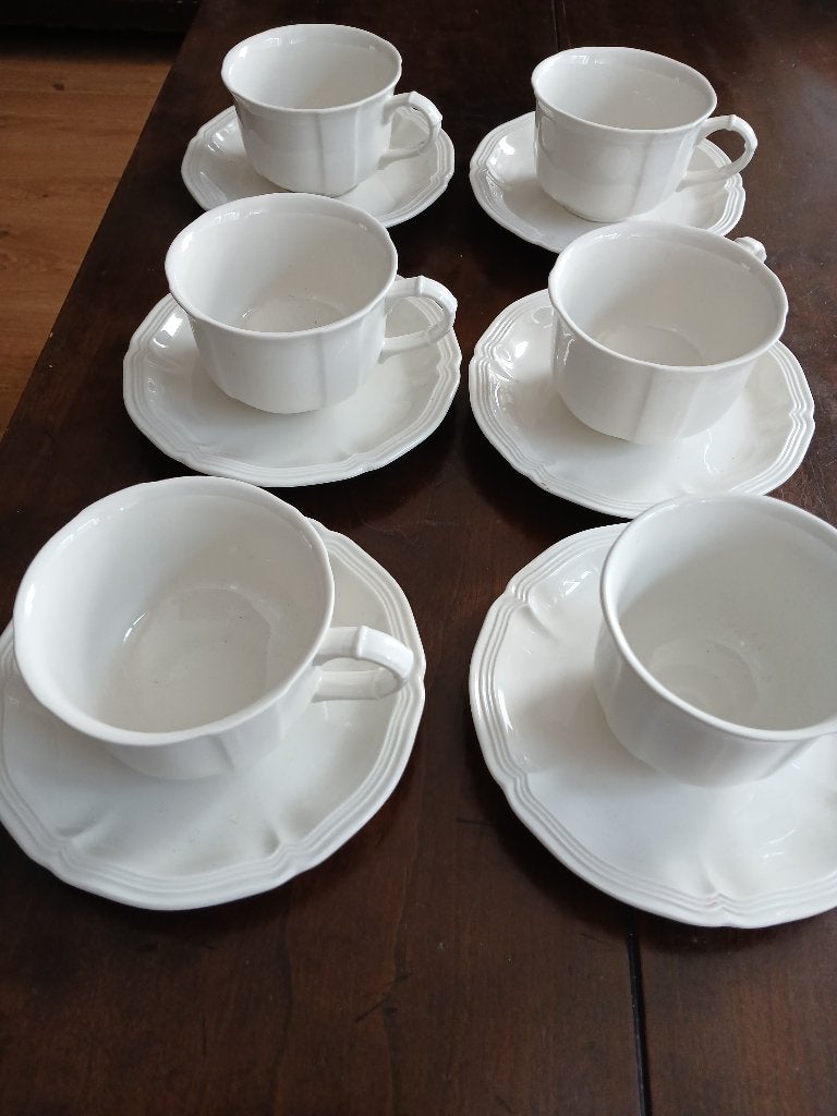 Villeroy en Boch creme theekopjes met schotels,6stuks, Antiek en Kunst, Ophalen of Verzenden