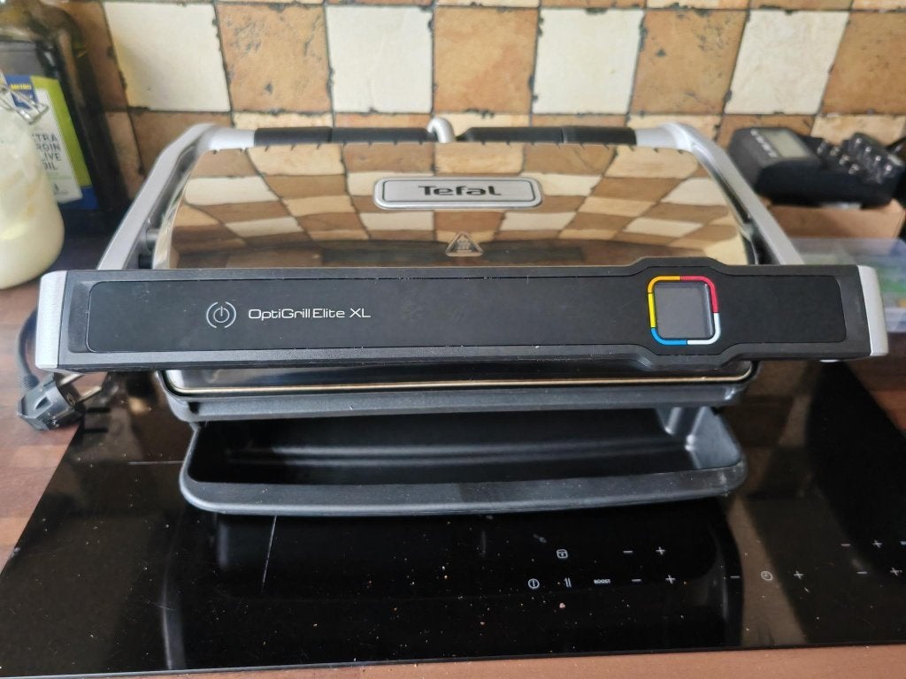 Tefal OptiGrill Elite XL - Zo goed als nieuw, Ophalen, Vaatwasmachinebestendig, Gebruikt, Tafelgrill