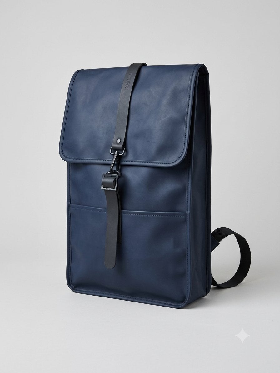 Stijlvolle donkerblauwe Rains rugzak - Waterdicht, Sieraden, Tassen en Uiterlijk, Tassen | Rugtassen, 25 tot 40 cm, Ophalen of Verzenden