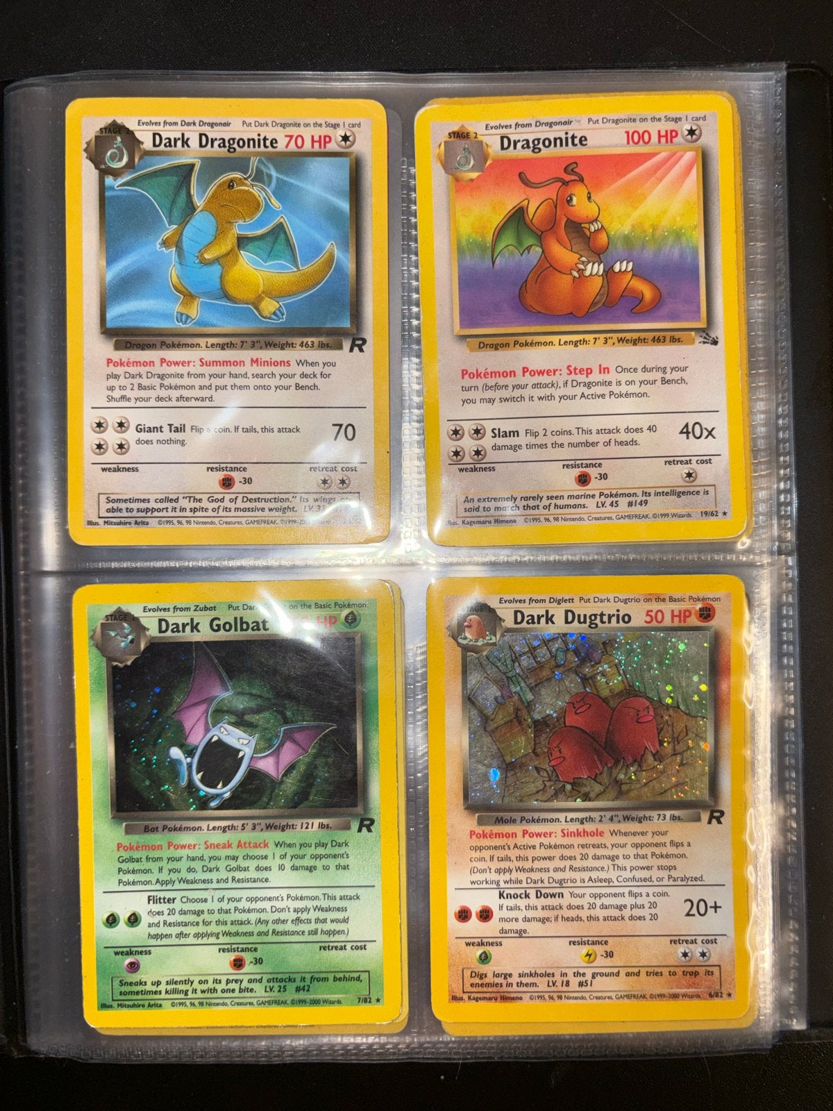 Pokémon kaarten: Dark Dragonite, Dark Golbat, Dark Dugtrio, Ophalen of Verzenden, Gebruikt, Meerdere kaarten
