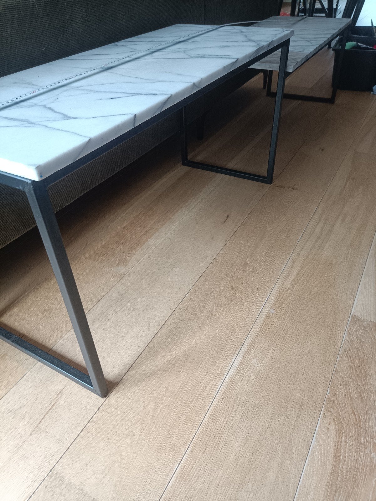 Marmeren rechthoekige tafel/ salontafel, Ophalen, Gebruikt, 50 tot 100 cm, Minder dan 50 cm