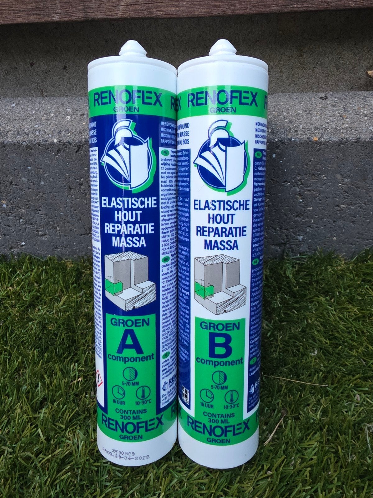 Renoflex Groen Elastische Houtreparatiemassa A & B, Ophalen of Verzenden, Nieuw