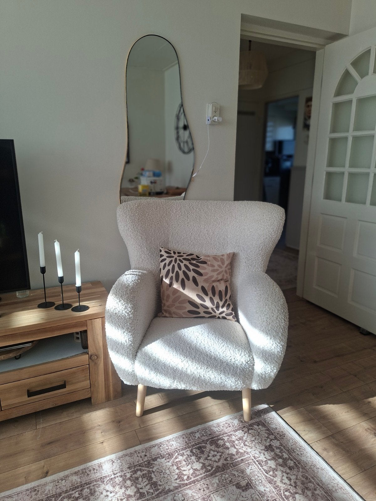 Comfortabele teddy fauteuil - Zo goed als nieuw, Ophalen, Hout, Minder dan 75 cm, Modern, Scandinavisch, Teddy