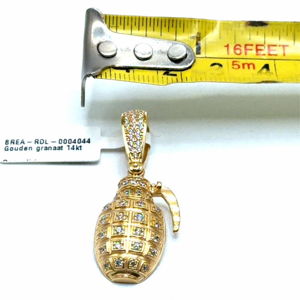 Gouden Granaat Hanger met Zirkonia - 14K, Overige voorstellingen, Www.bredajuwelier.nl, Nieuw, Ophalen of Verzenden