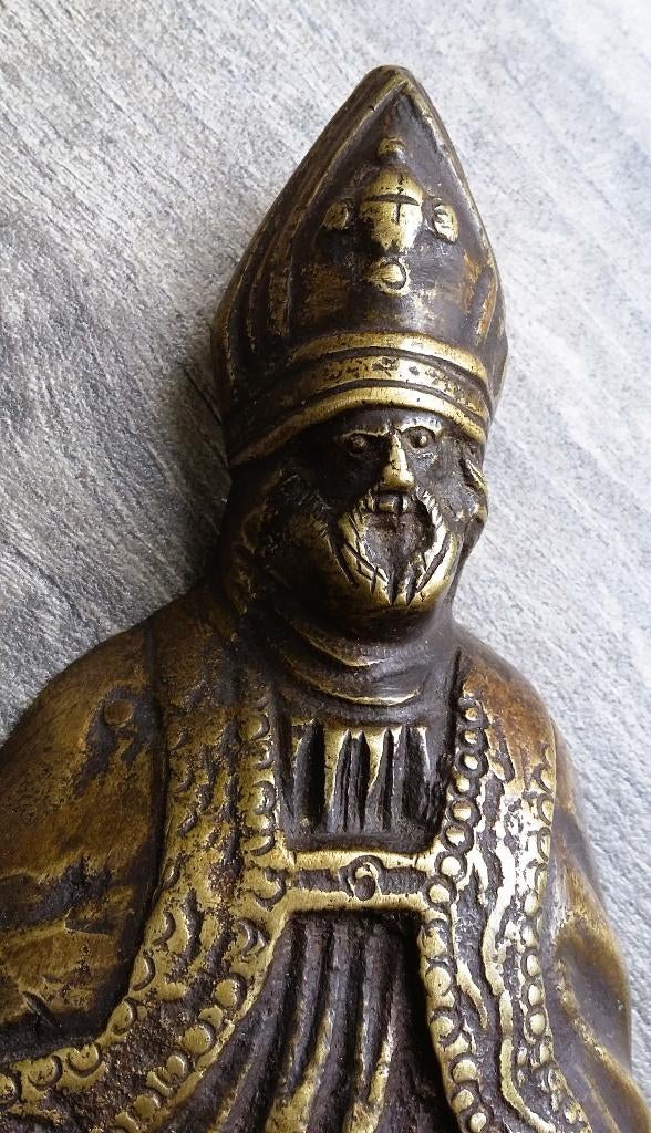 18 de eeuws Groot Bronzen Beeld Heilige Bisschop Kardinaal, Antiek en Kunst, Antiek | Koper en Brons, Ophalen of Verzenden, Brons