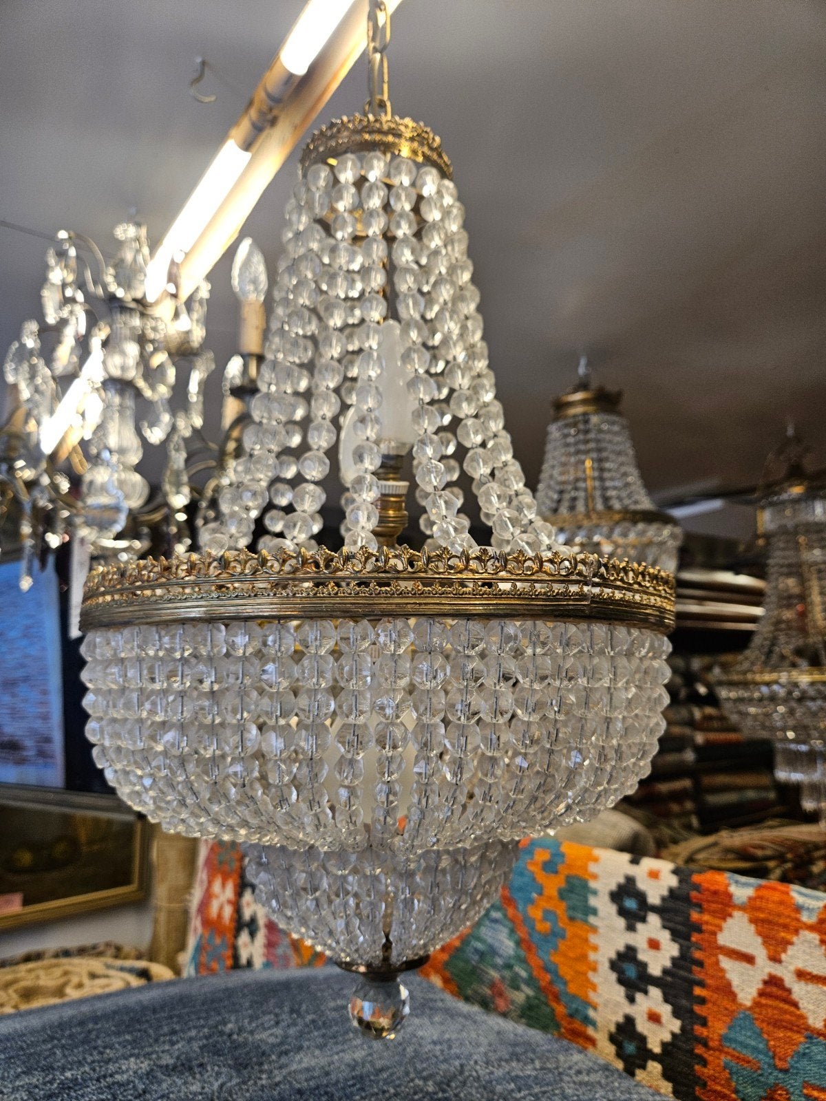 Grote glazen kroonluchter, Ophalen of Verzenden