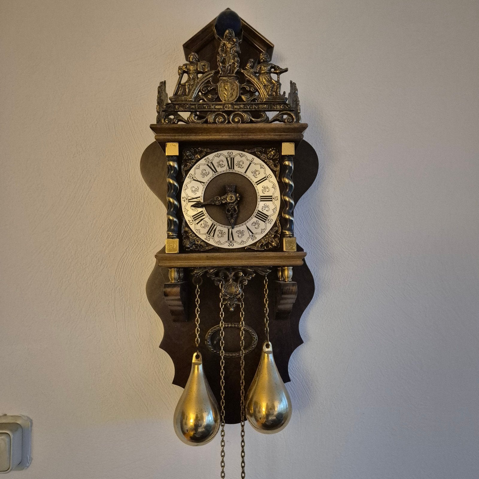 Antieke Zaanse Klok - Wandklok met Gewichten, Antiek en Kunst, Ophalen of Verzenden