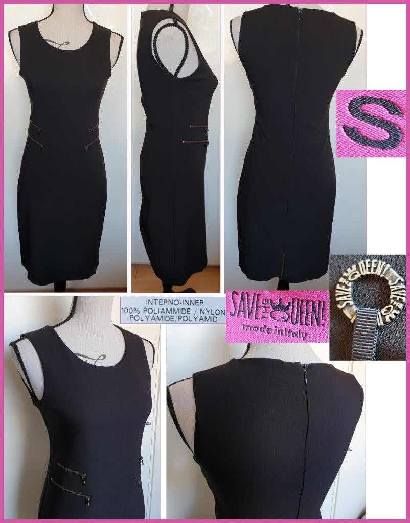 SAVE THE QUEEN elegante zwarte jurk maat S nieuw, Maat 38/40 (M), Zwart, Nieuw, Onder de knie