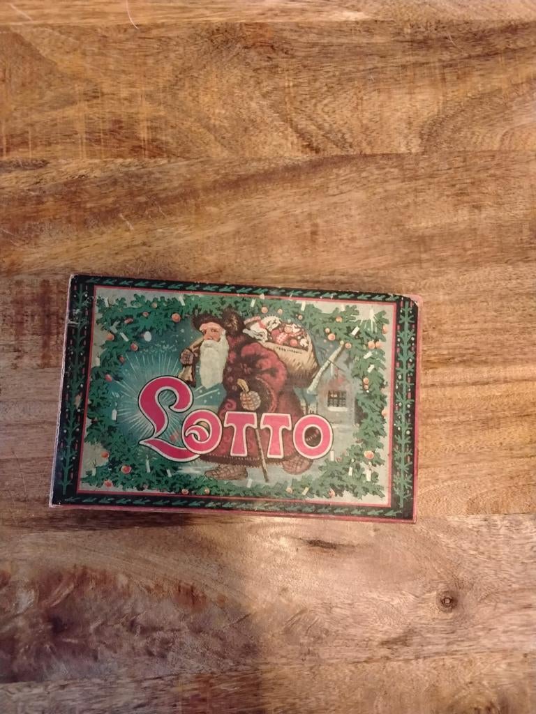 Vintage Lotto Spel - Compleet met Houten Fiches, Vijf spelers of meer, Ophalen of Verzenden, Gebruikt