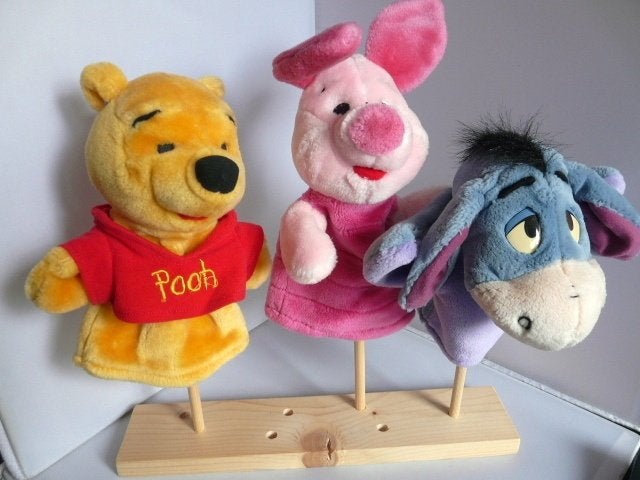 Handpoppen # Winnie, Knorretje en Iejoor., Ophalen of Verzenden, Winnie de Poeh of vrienden, Zo goed als nieuw, Beeldje of Figuurtje