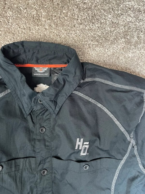 Harley Davidson Overhemd XL Zwart Grijs Katoen Biker, Ophalen of Verzenden, Zo goed als nieuw, Zwart, Harley Davidson
