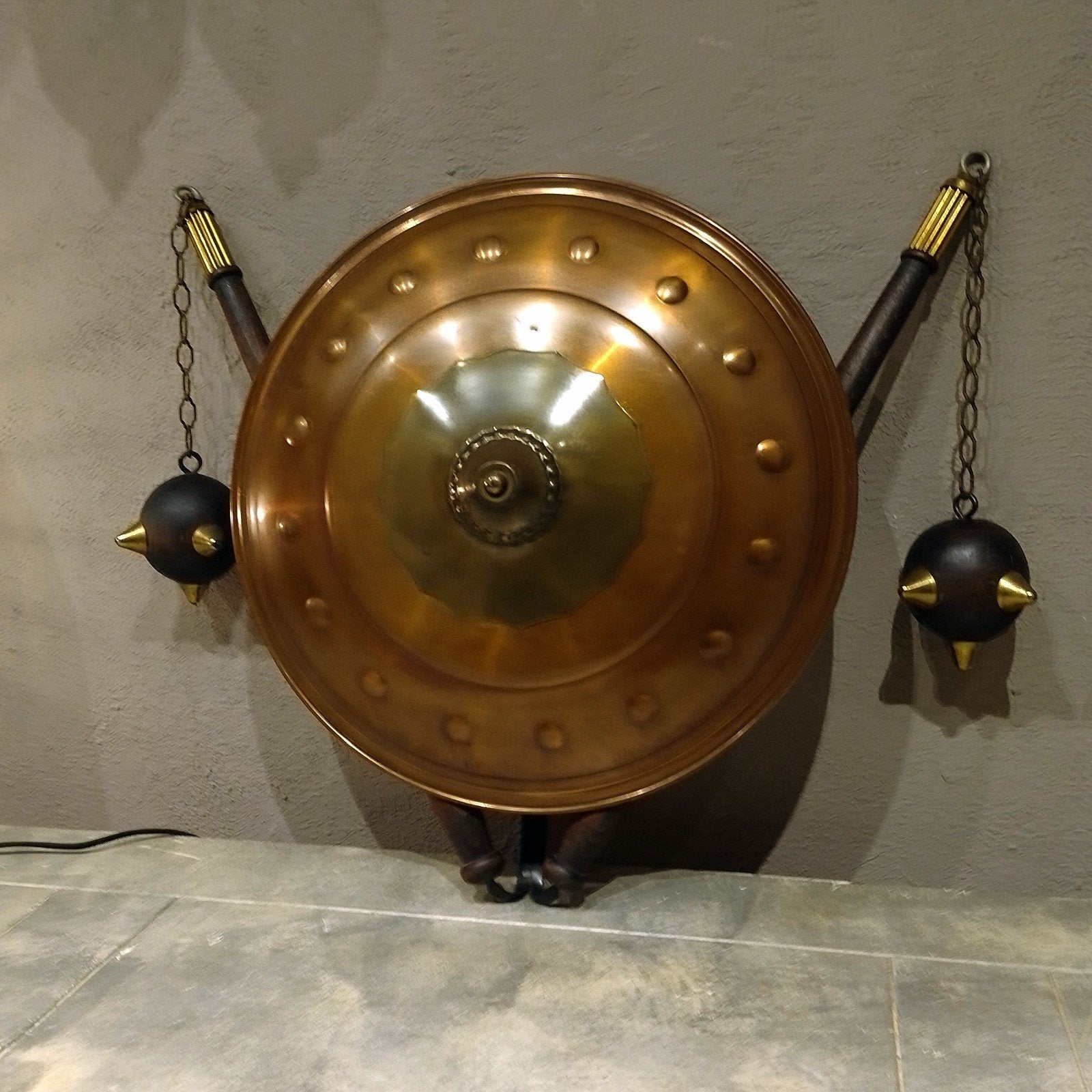 Larp Viking Schild met Strijdknotsen Middeleeuws Decoratie, Ophalen of Verzenden, Zo goed als nieuw, Accessoires