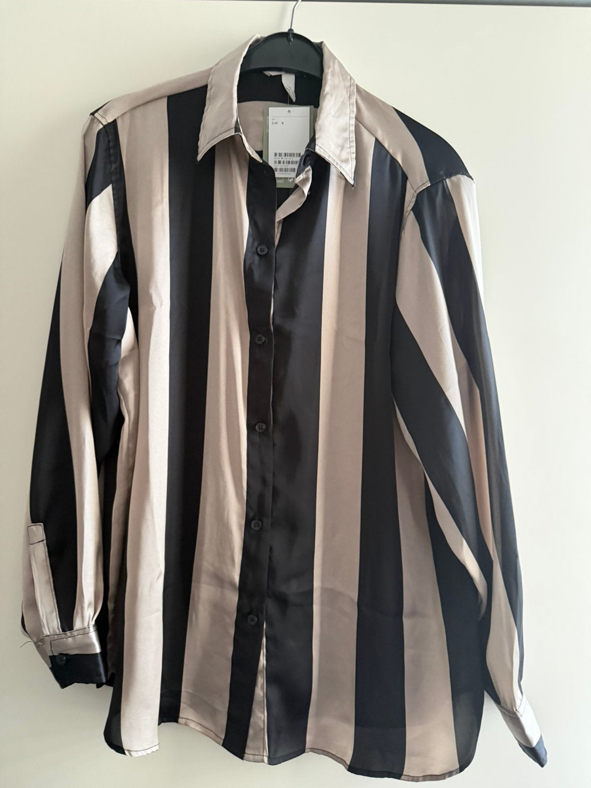 H&M gestreepte blouse - nieuw in maat s oversized, Ophalen, Nieuw, Maat 36 (S), Zwart