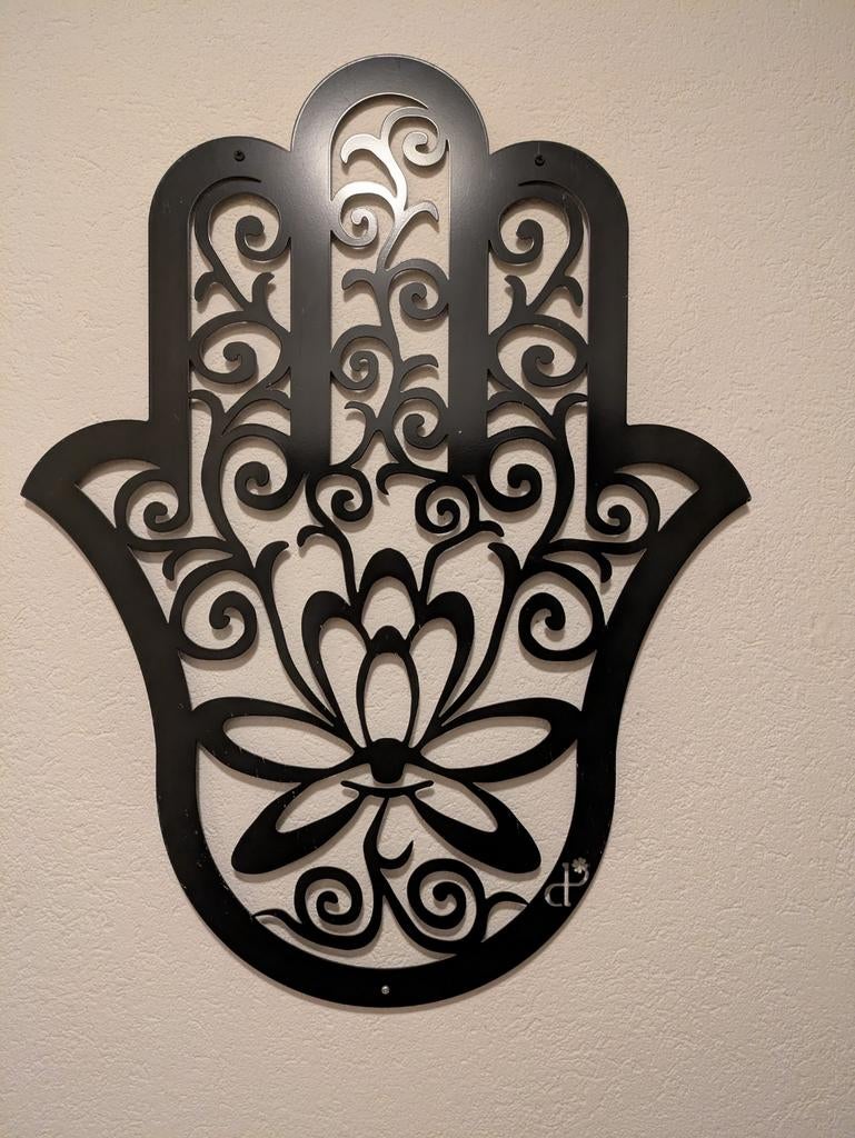 Wanddecoratie Hand van Fatima - Zwart Metaal, Huis en Inrichting, Ophalen, Nieuw